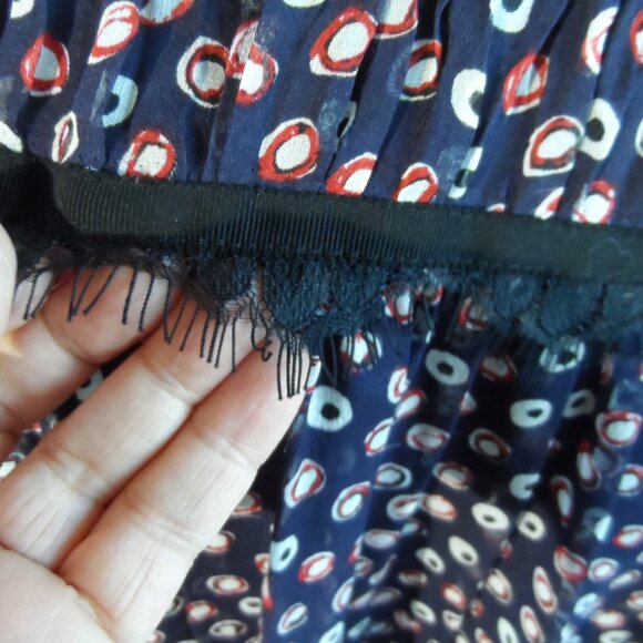 New Diane Von Furstenberg Navy Blue Multi 100% Silk Chiffon Peasant Dress Size 2 - Picture 11 of 16